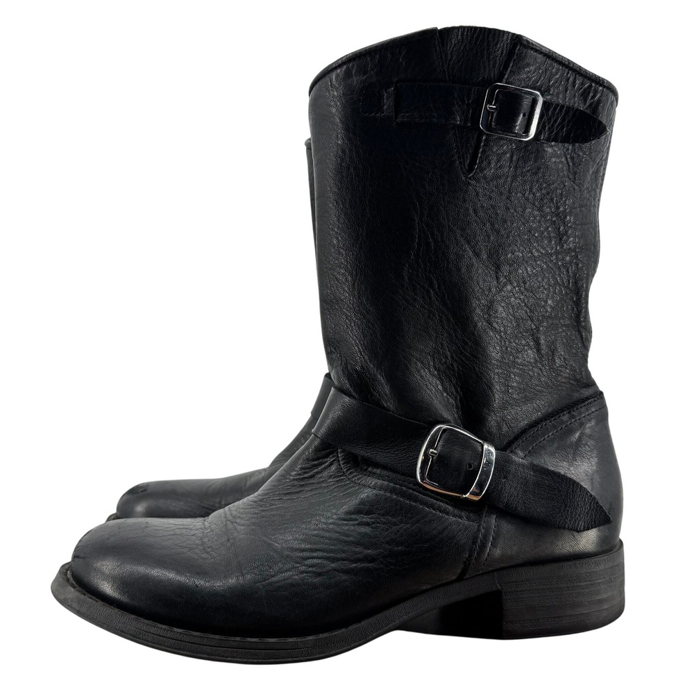 Black Leather Combat Boots